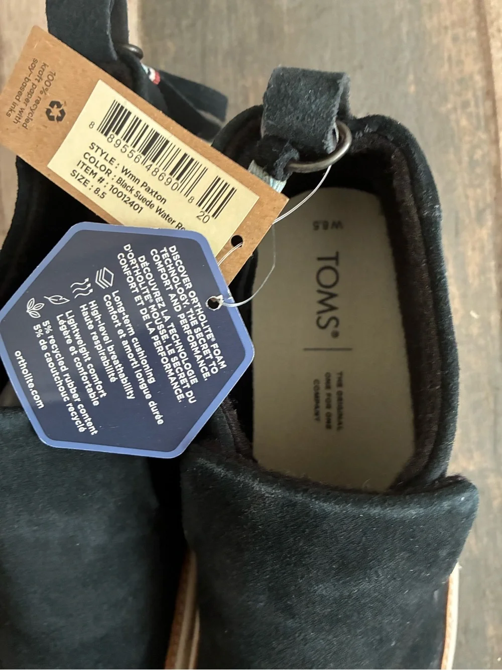 Toms NWT Paxton Black Suede Slip on Shoes 8.5